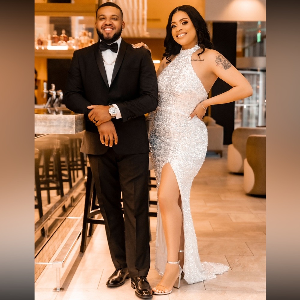 Silver sequin backless dress